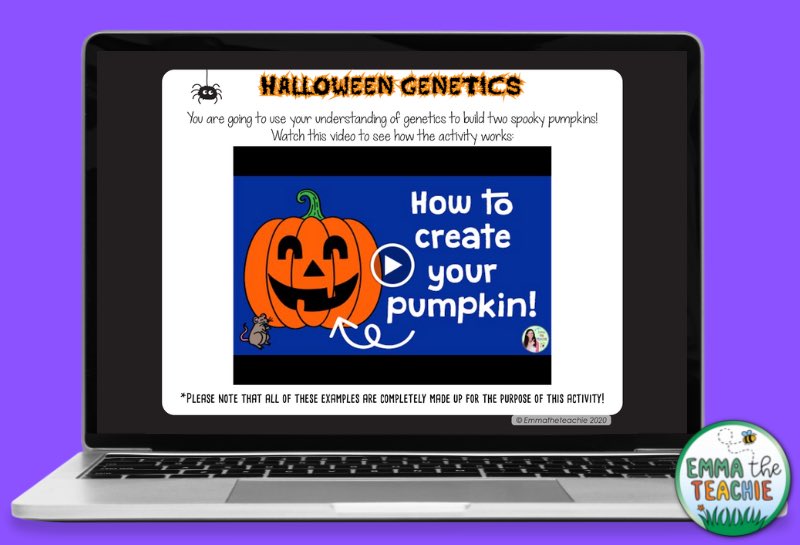 A laptop showing an instructional video for how to create your pumpkin